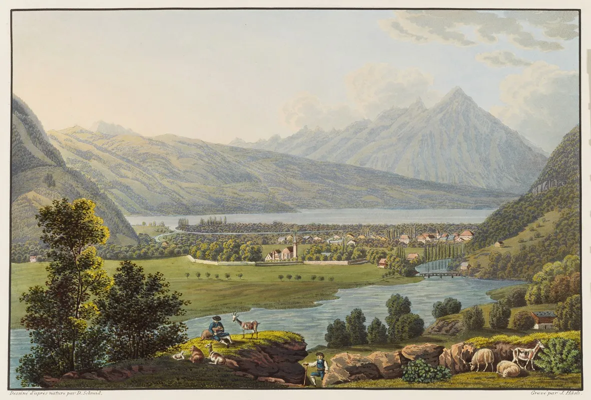 Unterseen Et Interlacken by David Alois Schmid - Canvas Print
