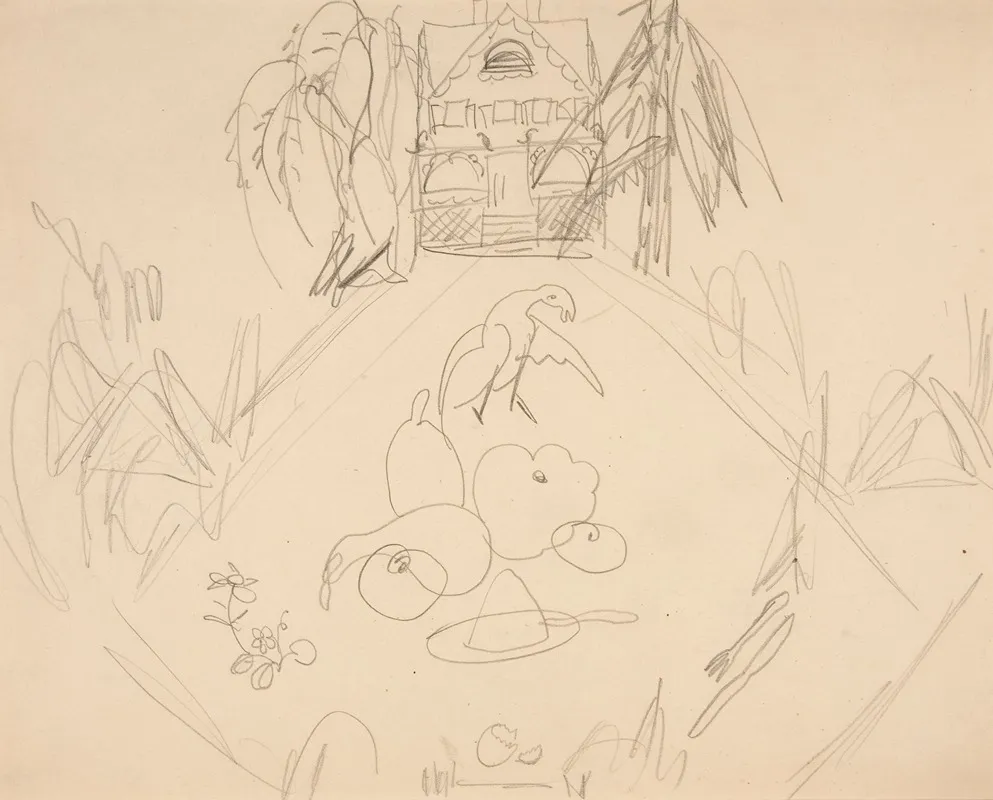 Untitled Doves Fruits Vegetables House Written Notes