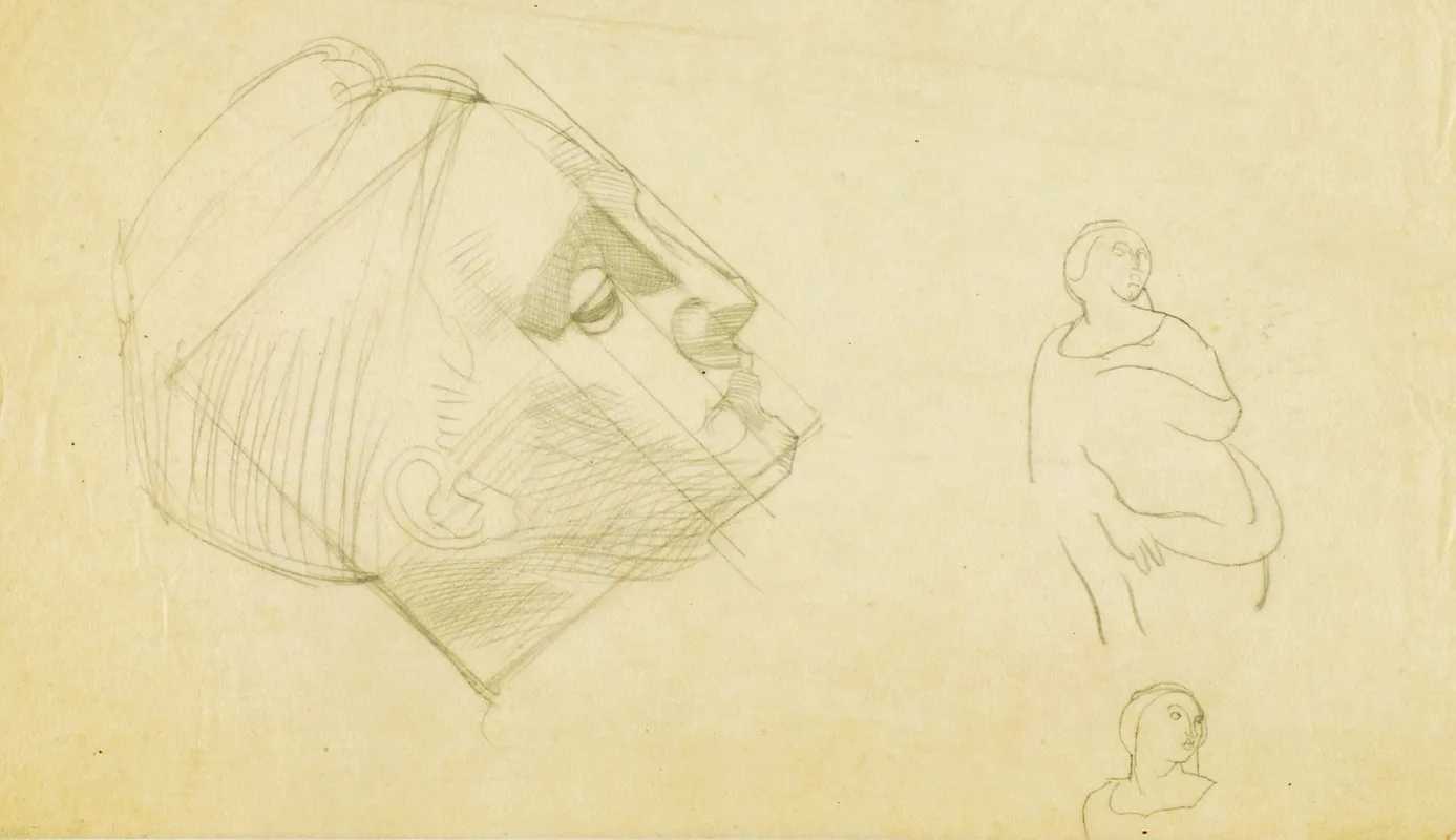 Untitled Head Two Women Studies by George Grey Barnard - Canvas Print