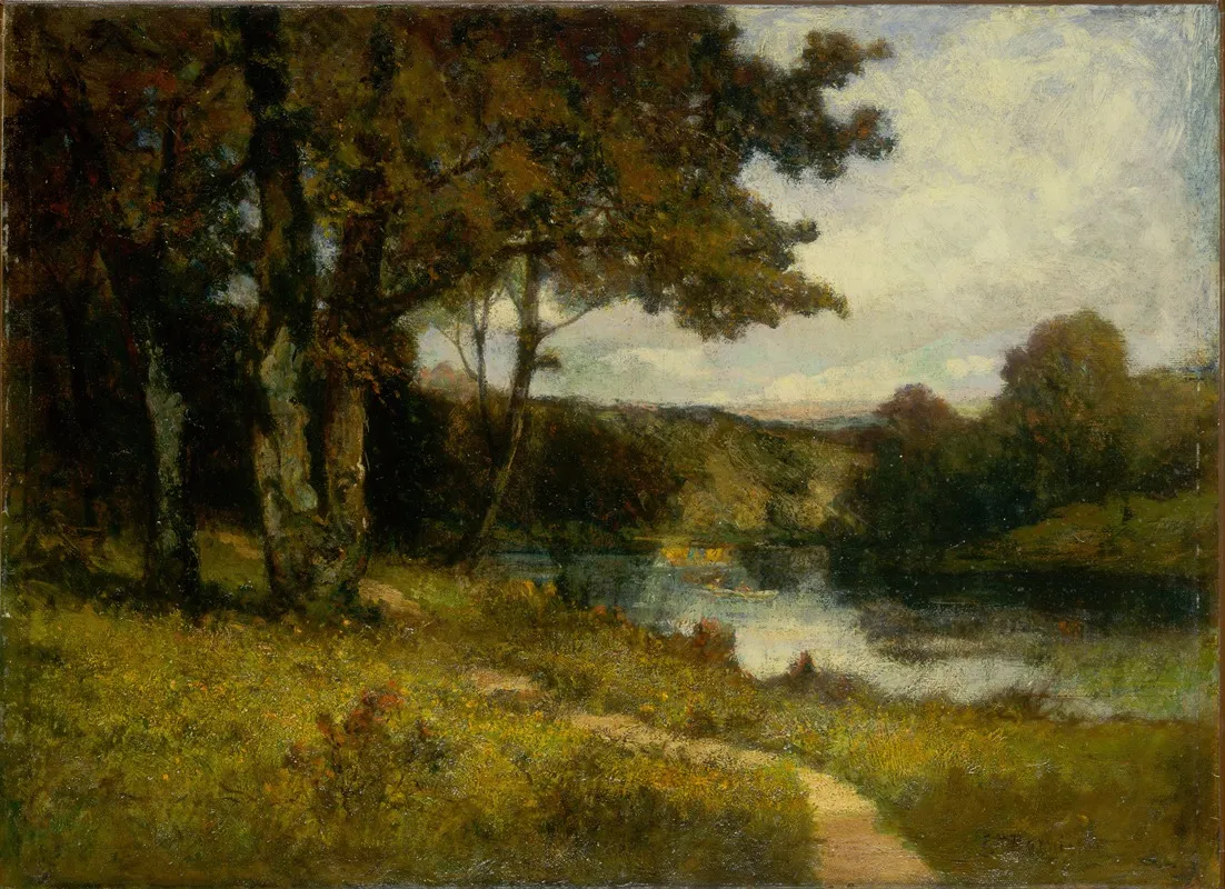 Untitled Landscape Trees Near River by Edward Mitchell Bannister - Canvas Print