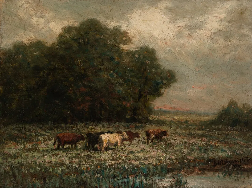 Untitled Landscape With Cattle Grazing by Edward Mitchell Bannister - Canvas Print