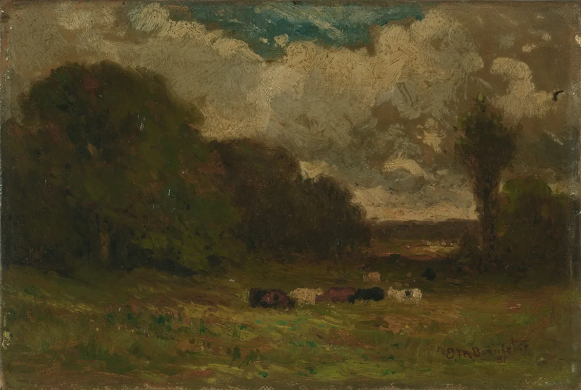 Untitled Landscape With Cows And Trees by Edward Mitchell Bannister - Canvas Print