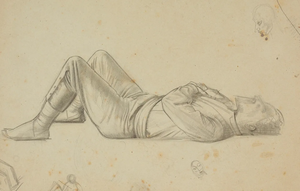 Untitled Study Of Reclining Man Preparatory Drawing For The Marriage At Cana by Winifred Knights - Canvas Print