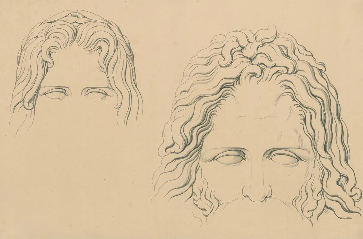 Upper Half Of Two Classical Heads by David Humbert de Superville - Canvas Print