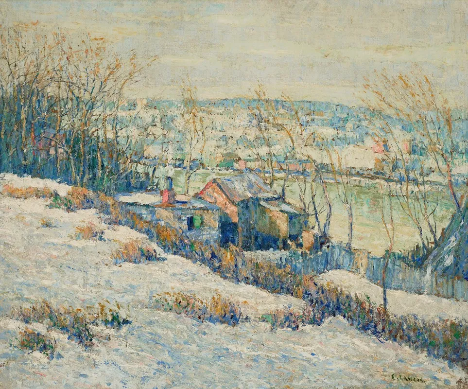 Upper Harlem River Winter by Ernest Lawson - Canvas Print
