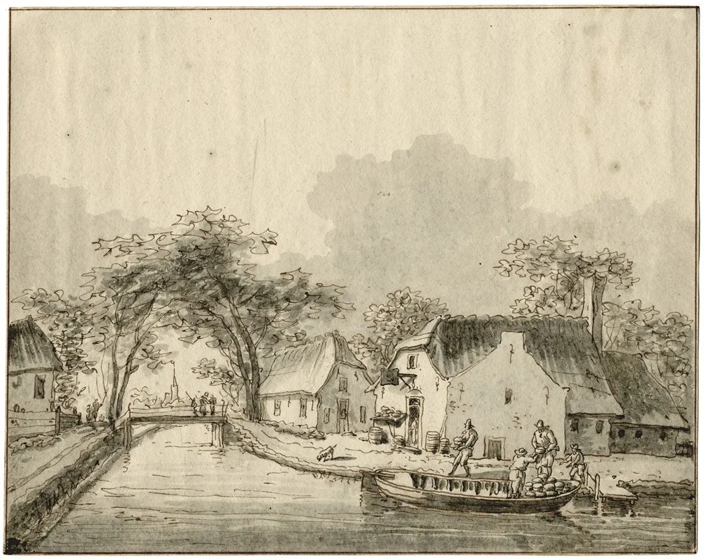 Vaart In Dorpje by Barend Hendrik Thier - Canvas Print