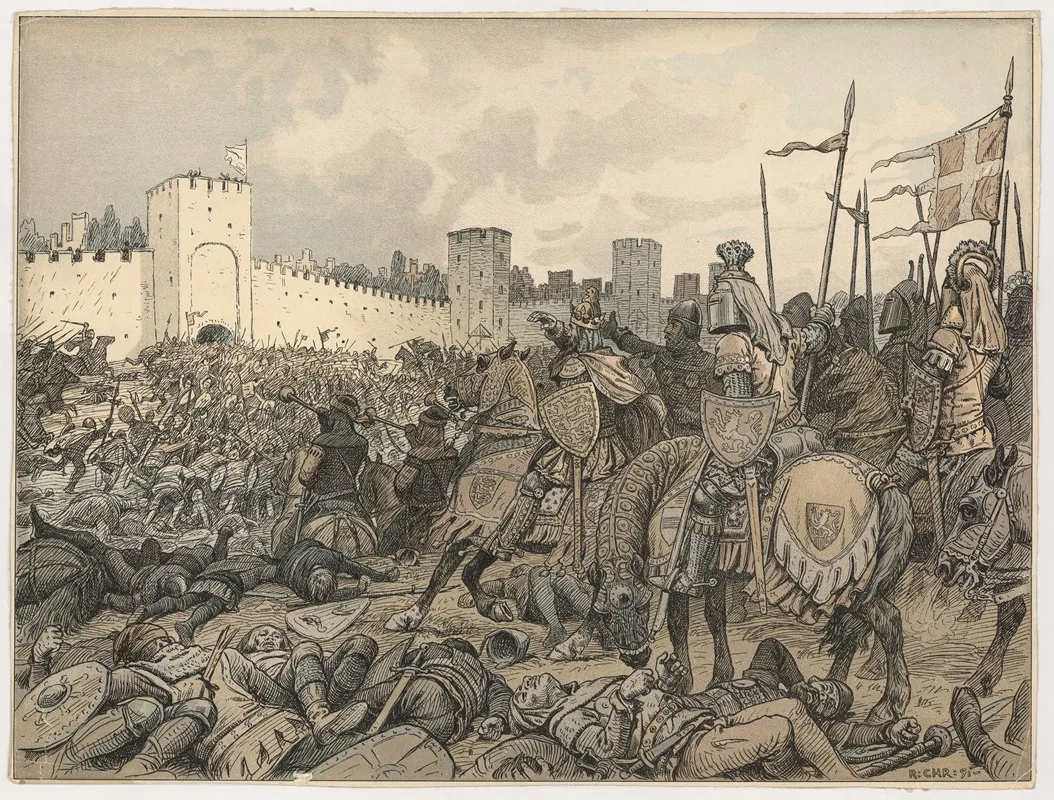 Valdemar Atterdag Indtager Visby Valdemar Iv Takes Visby by Rasmus Christiansen - Canvas Print