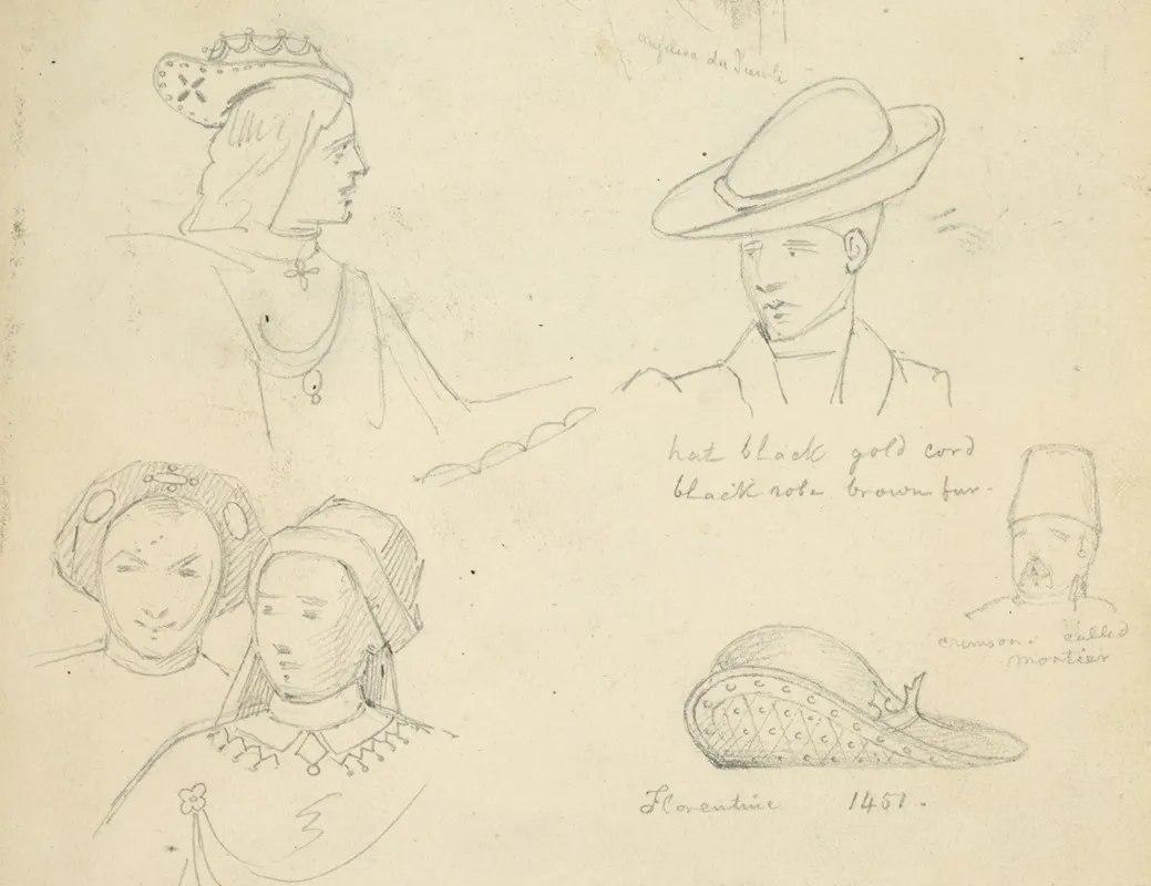 Various Male And Female Heads In Hats