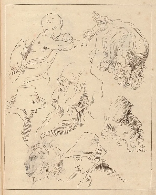 Various Sketches Of Heads 2 by Hamlet Winstanley - Canvas Print