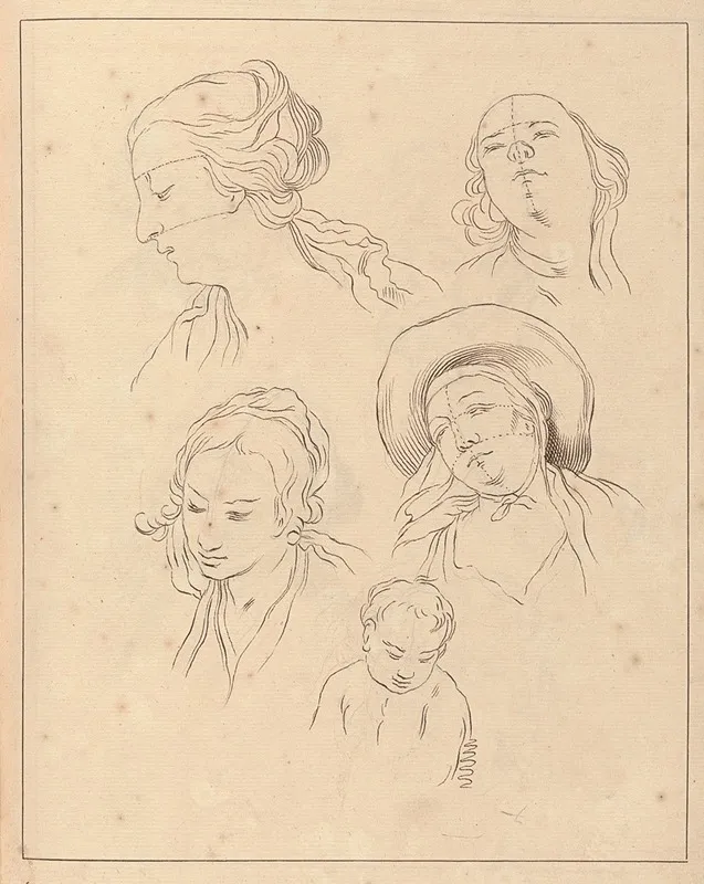 Various Sketches Of Heads 3 by Hamlet Winstanley - Canvas Print