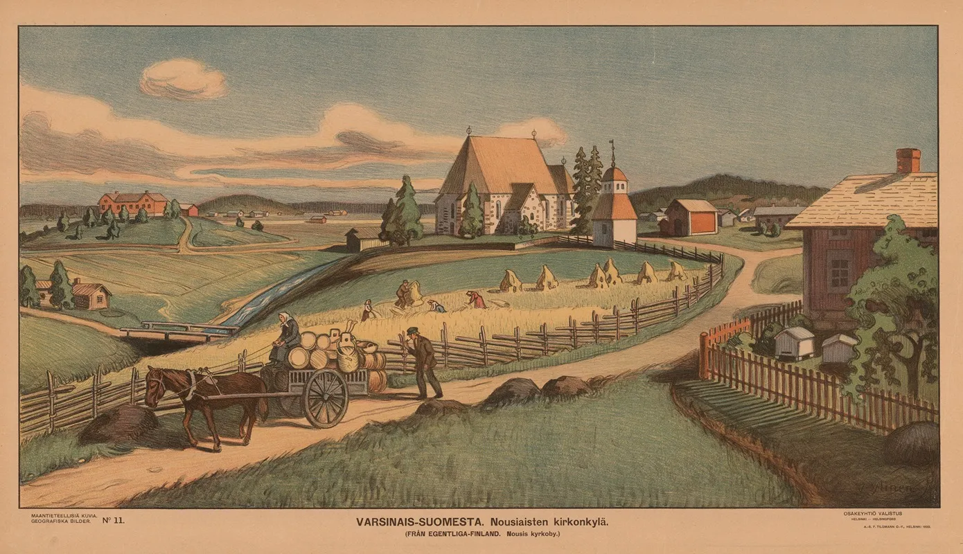 Varsinais Suomesta Fran Egentliga Finland Nousis Kyrkoby by Vihtori Ylinen - Canvas Print