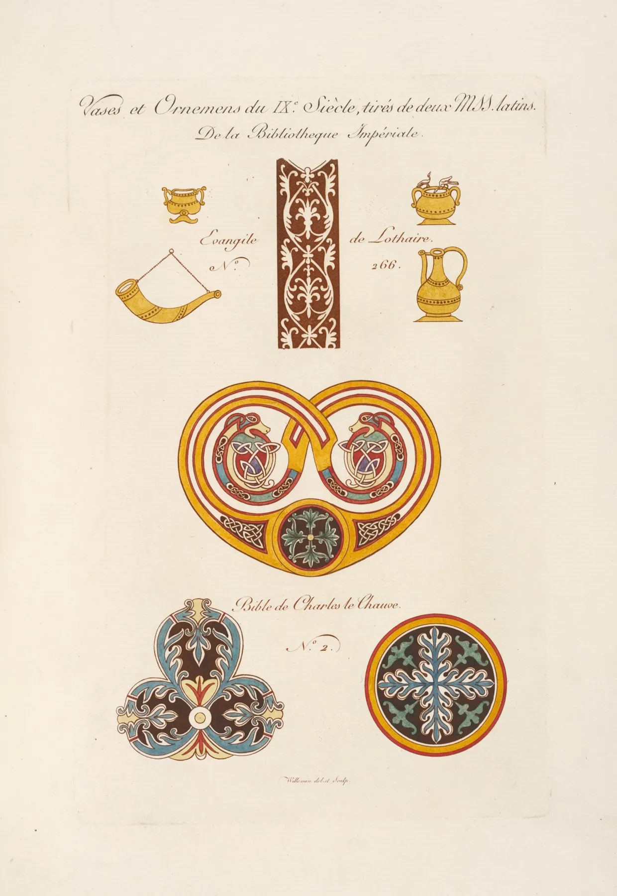 Vases Et Ornemens Du Ixe Siecle Tires De Deuz Mss Latins by Nicolas Xavier Willemin - Canvas Print