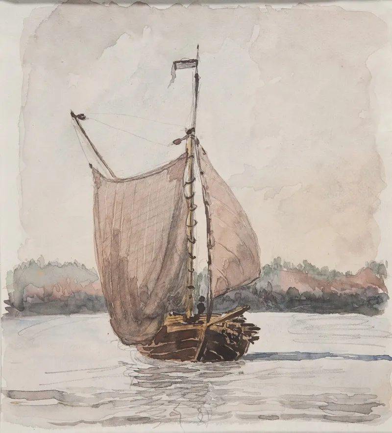 Vedlastad Skuta Pa Vanern by Bror Jacob Adelborg - Canvas Print