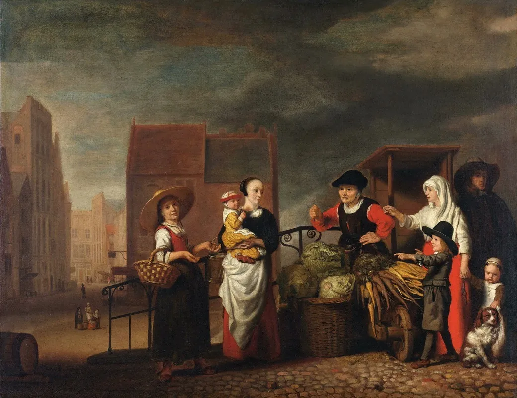 Vegetable Market by Nicolaes Maes - Canvas Print