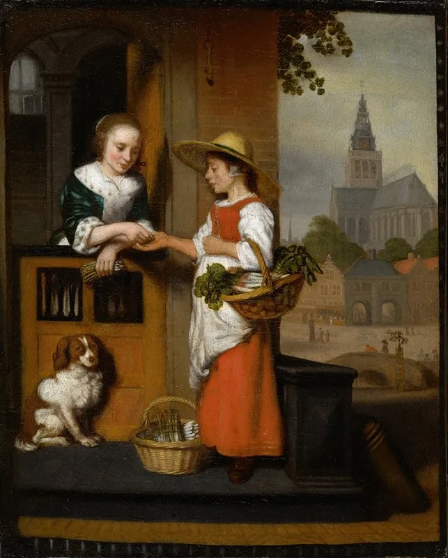 Vegetable Seller 2 by Nicolaes Maes - Canvas Print