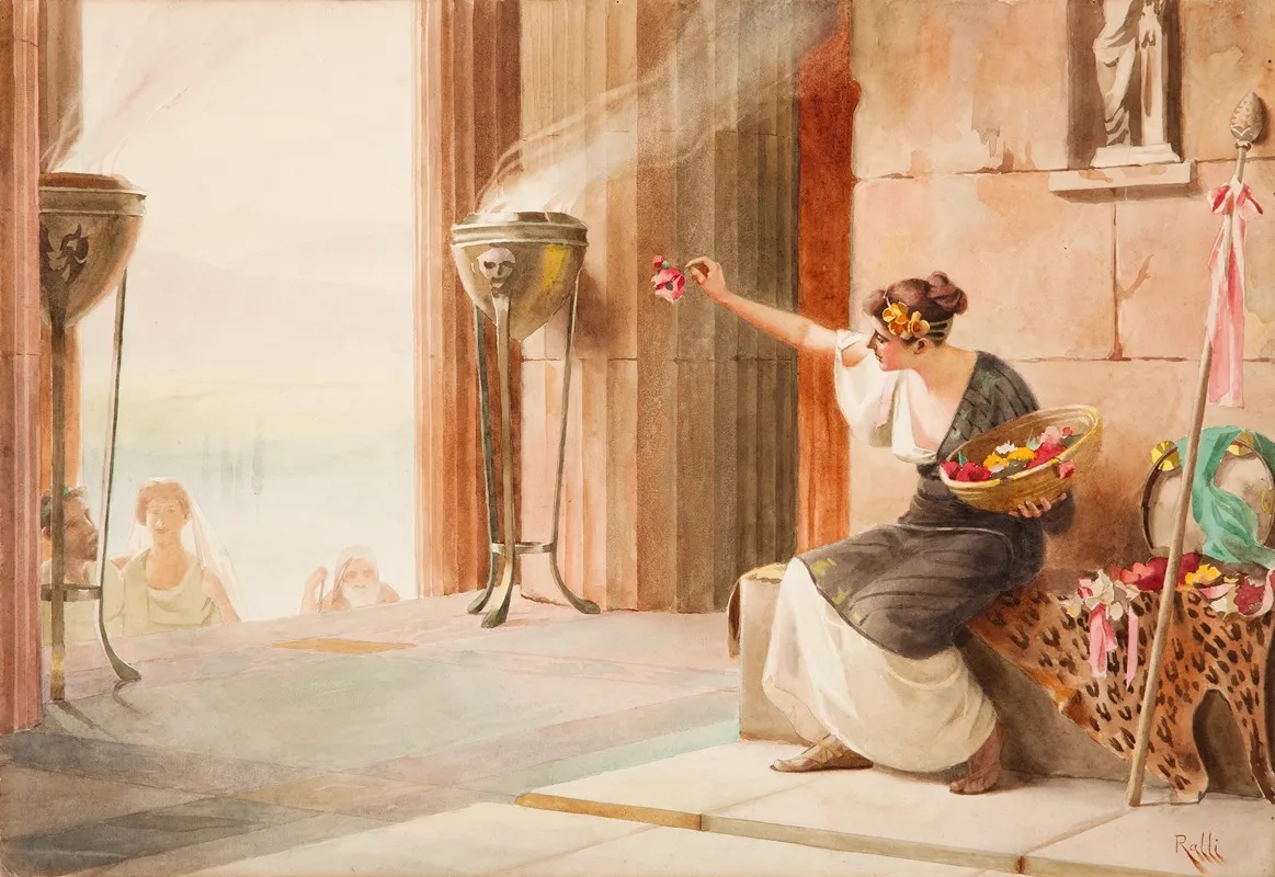 Vendeuse De Fleurs Au Parthenon by Theodoros Ralli - Canvas Print