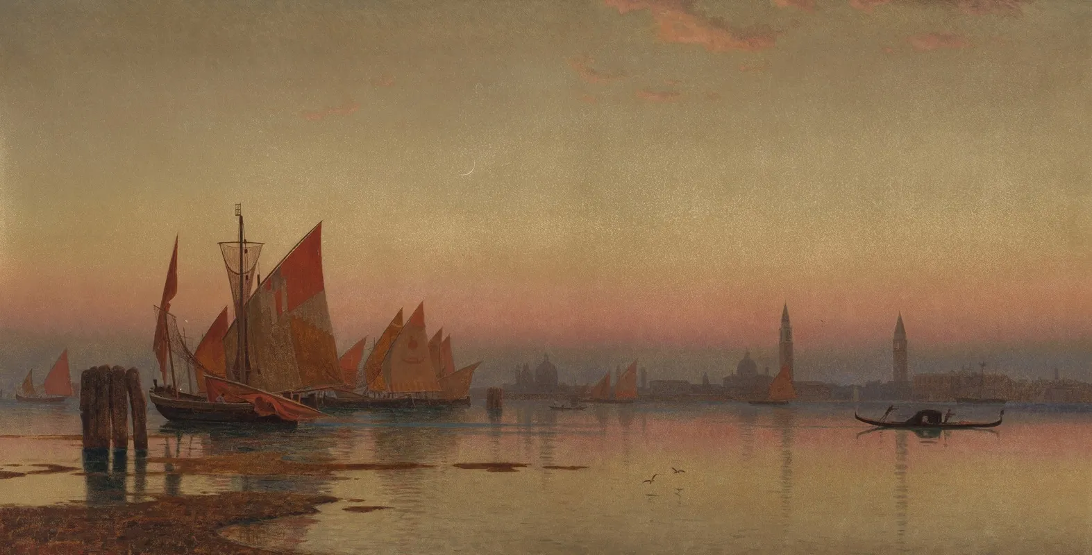 Venetian Coastline At Sunset by William Stanley Haseltine - Canvas Print