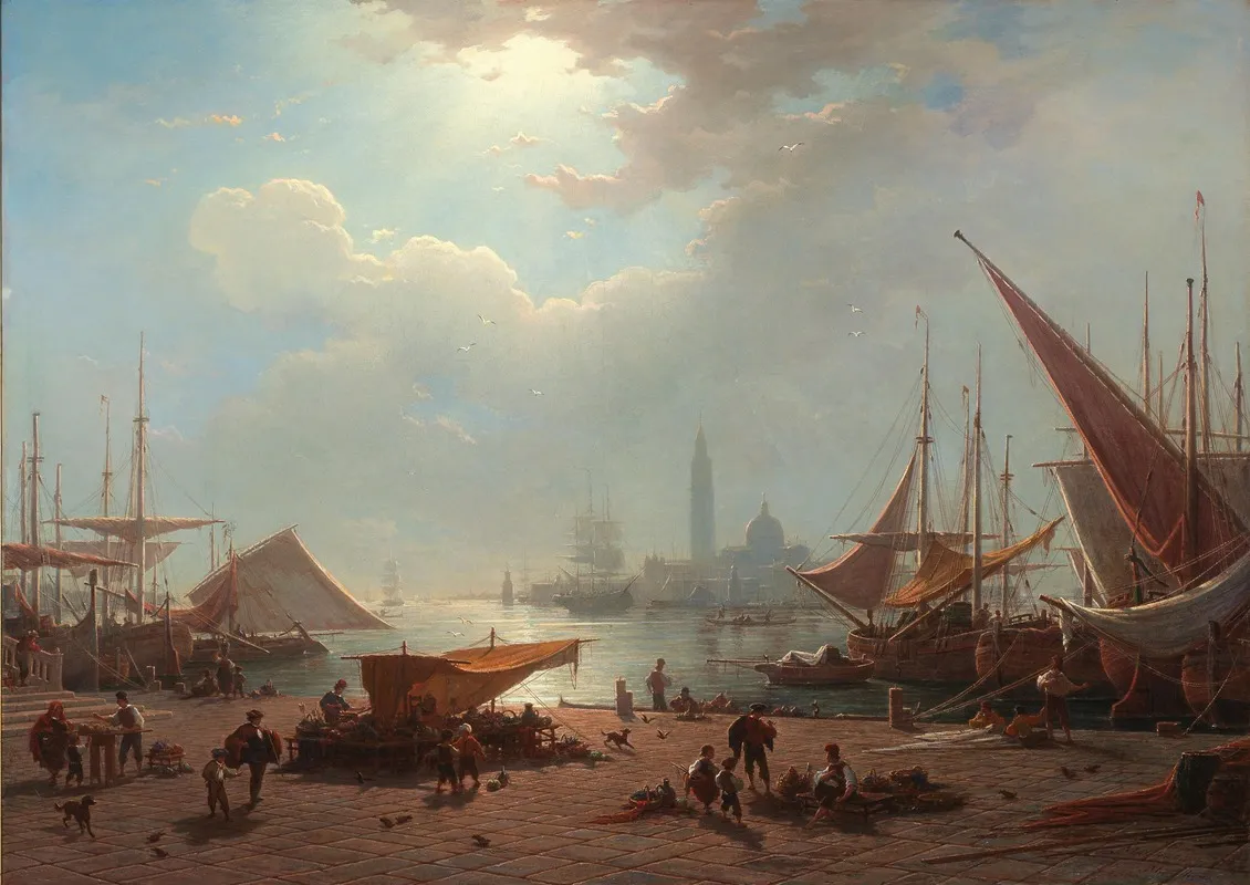 Venice A View Of San Giorgio Maggiore From The Piazzetta by Ludwig Mecklenburg - Canvas Print