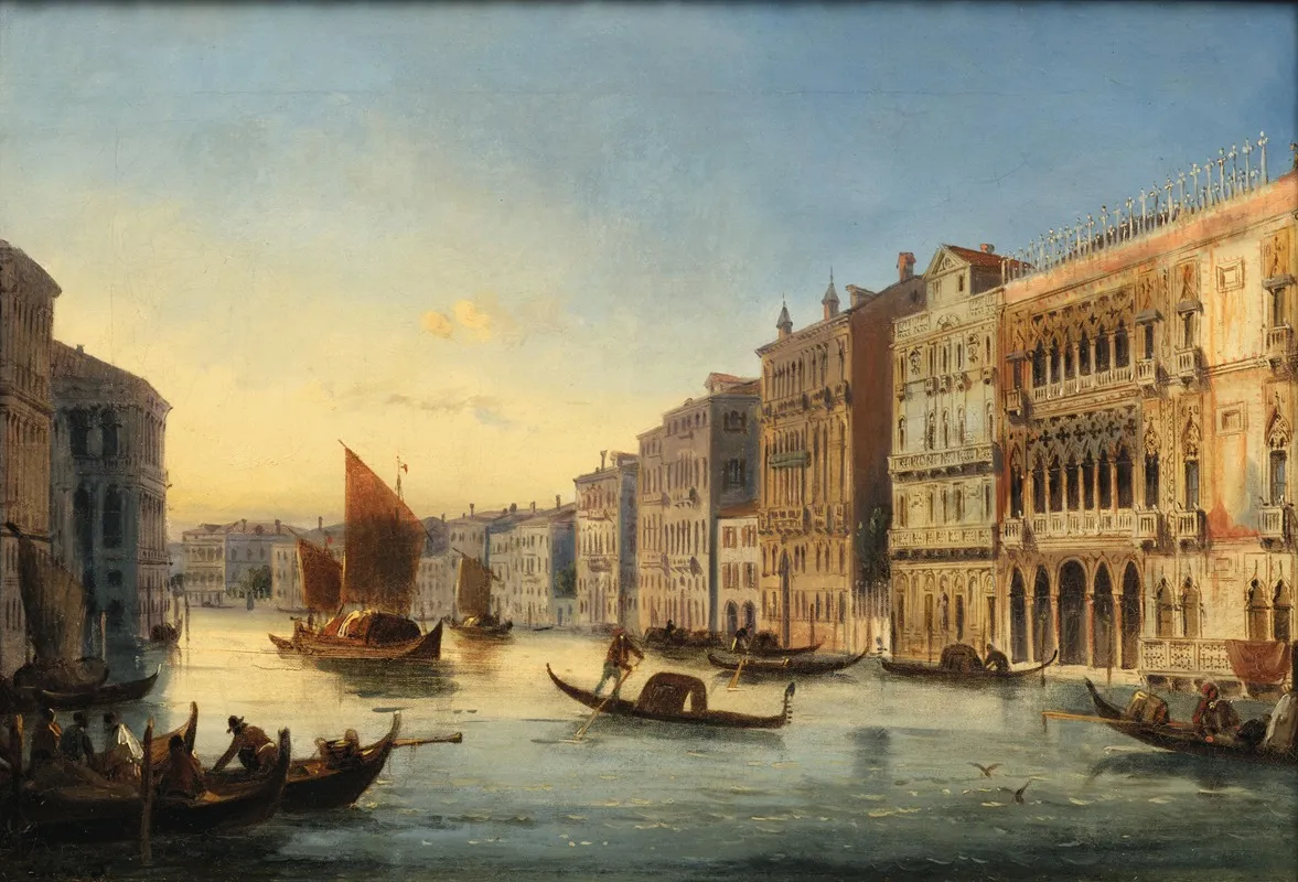Venice A View Of The Grand Canal With The Ca Doro by Carlo Grubas - Canvas Print