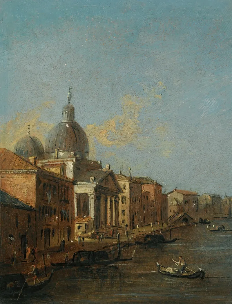 Venice A View Of The Grand Canal With The Church Of San Simeone Piccolo by Giacomo Guardi - Canvas Print