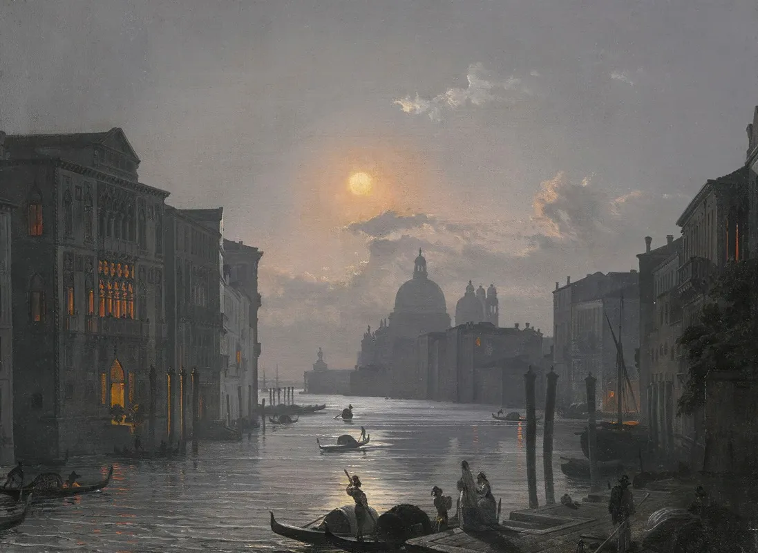 Venice A View Of The Grand Canal With The Palazzo Cavalli Franchetti And Santa Maria Della Salute by Friedrich von Nerly - Canvas Print