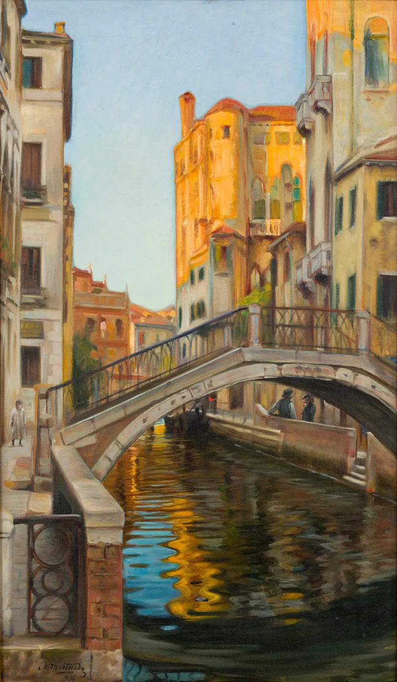 Venice Canal Palazzo Foscari by Marian Trzebiński - Canvas Print