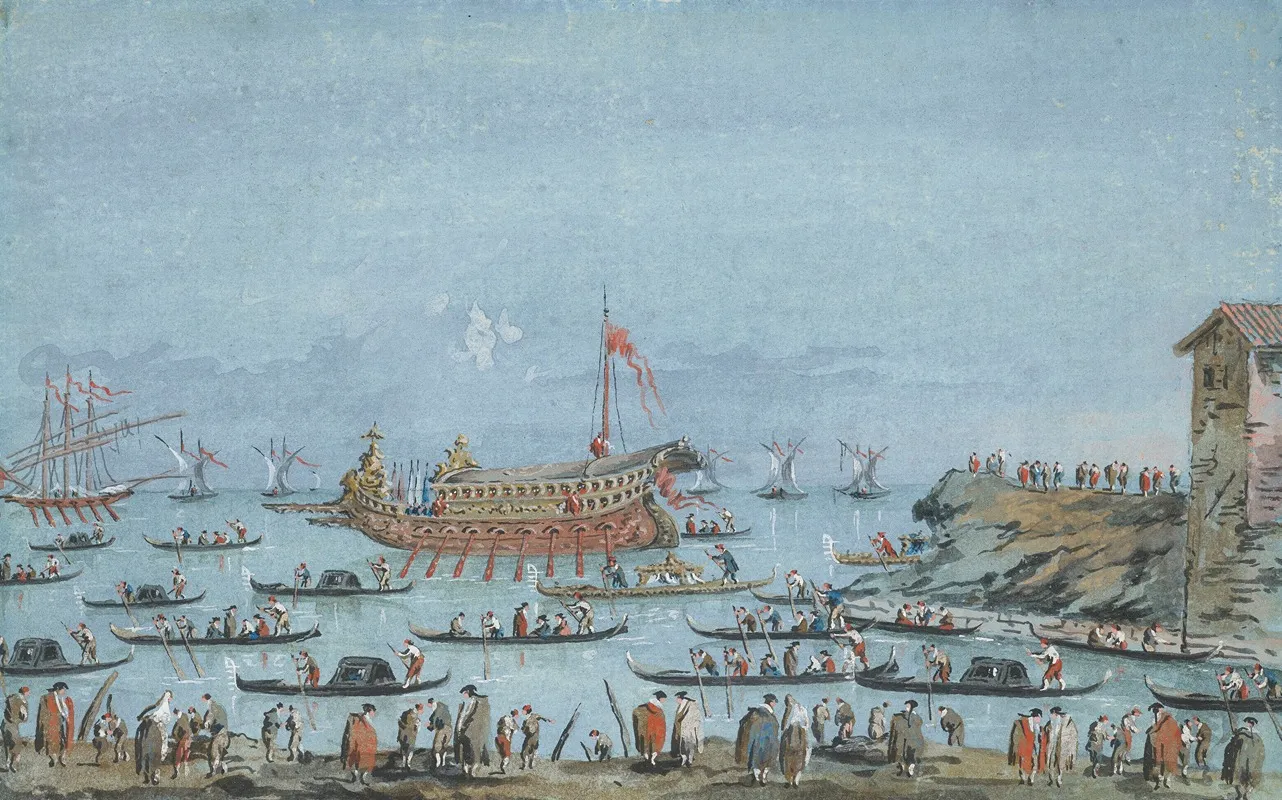 Venice The Bucintoro On The Lagoon by Giacomo Guardi - Canvas Print