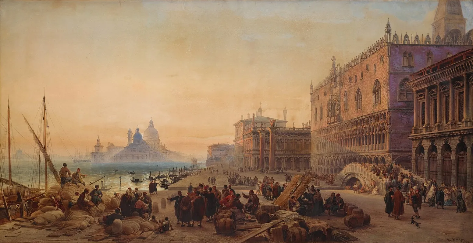 Venice View Towards Santa Maria Della Salute by Louis Haghe - Canvas Print