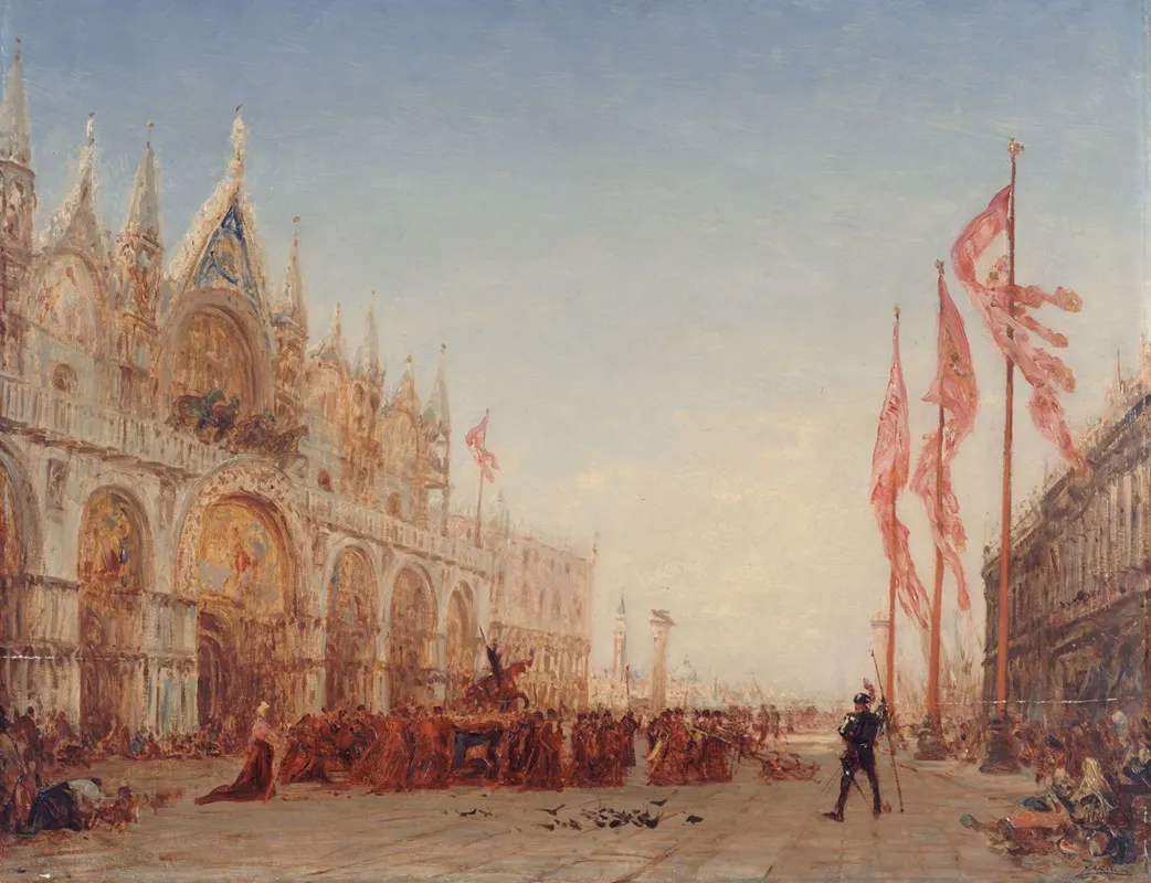 Venise Procession De La Saint Georges by Félix Ziem - Canvas Print