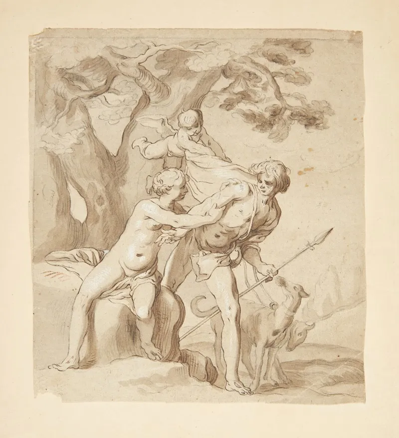 Venus And Adonis 35 by Abraham Bloemaert - Canvas Print