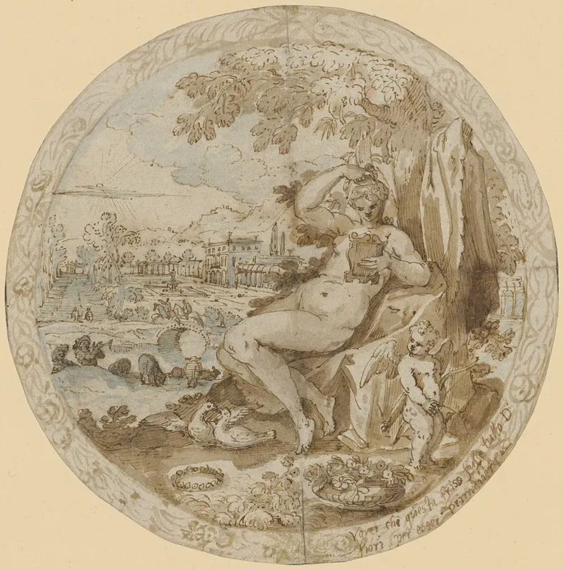 Venus Und Amor Im Rund