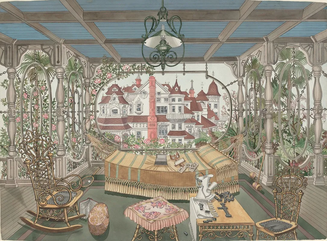 Veranda 1885 by Perkins Harnly - Canvas Print