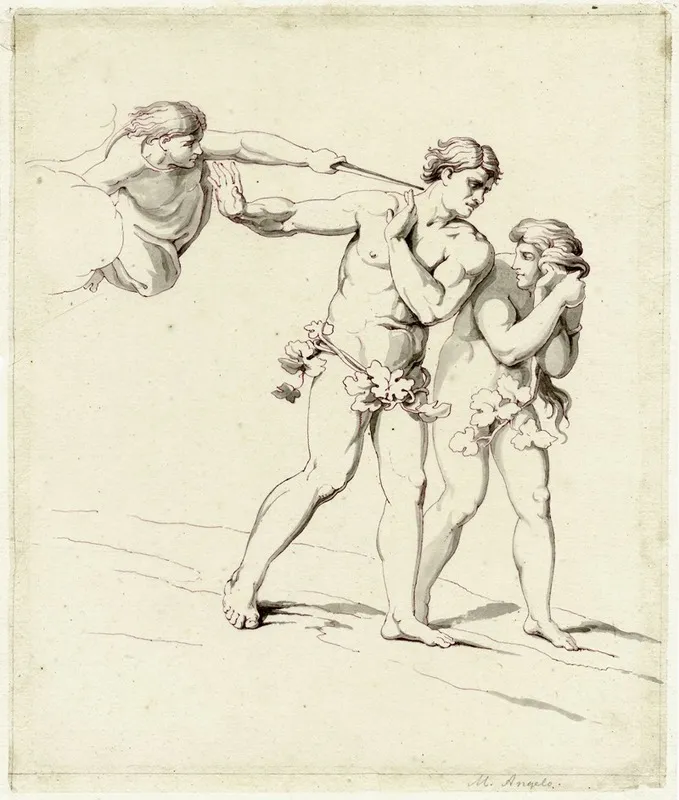 Verdrijving Van Adam En Eva Uit Het Paradijs by David Humbert de Superville - Canvas Print