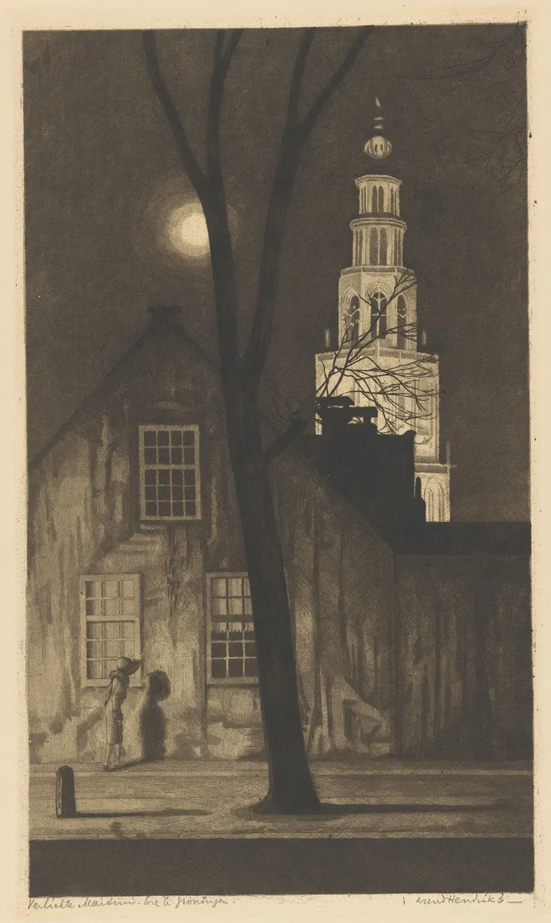 Verlichte Martinitoren Te Groningen by Arend Hendriks - Canvas Print