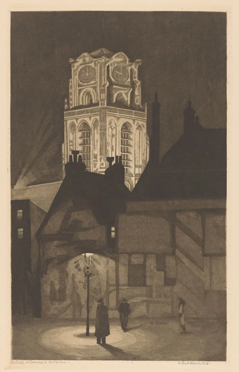 Verlichte Sint Laurenskerk Te Rotterdam by Arend Hendriks - Canvas Print