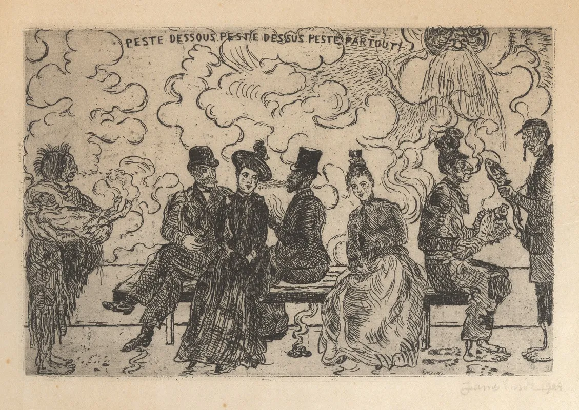 Verpesting Beneden Verpesting Boven Verpesting Overal by James Ensor - Canvas Print