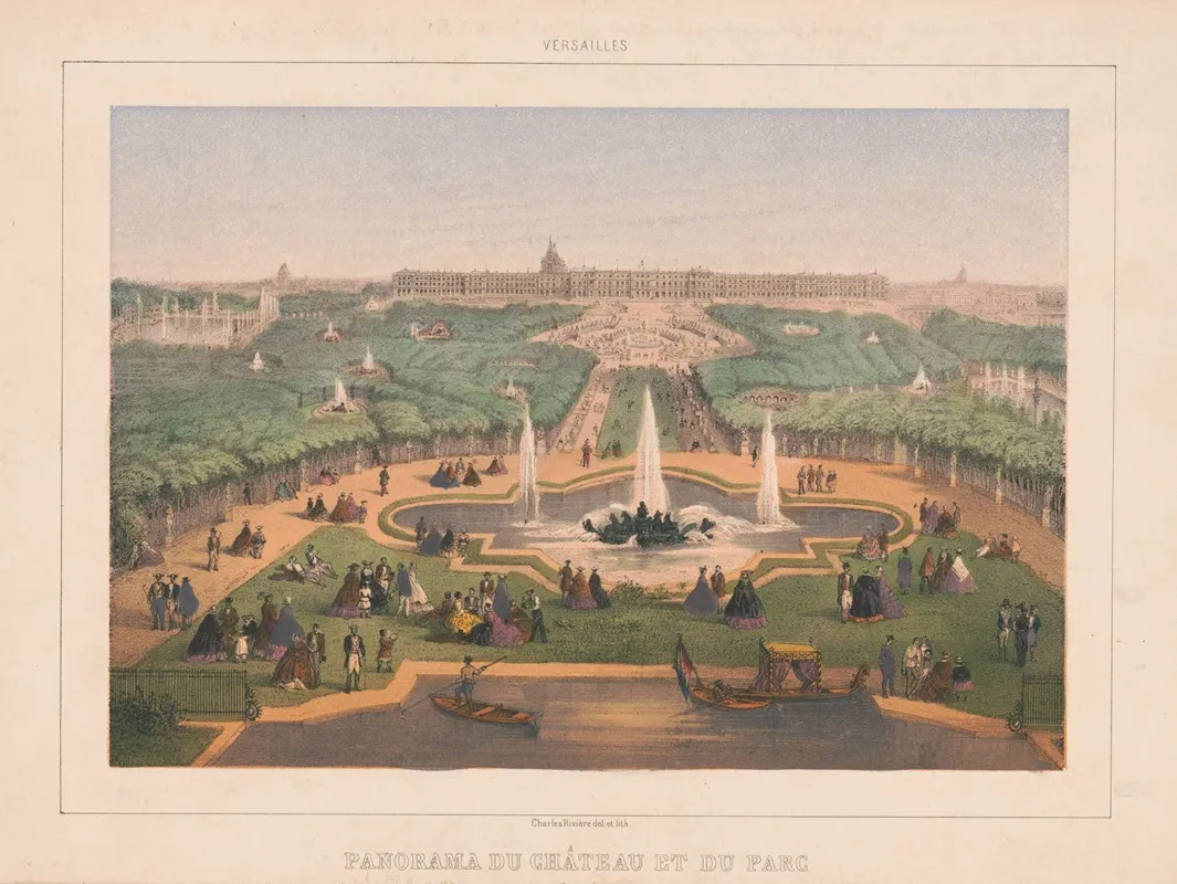 Versailles Panorama Du Chateau Et Du Parc by Charles Rivière - Canvas Print