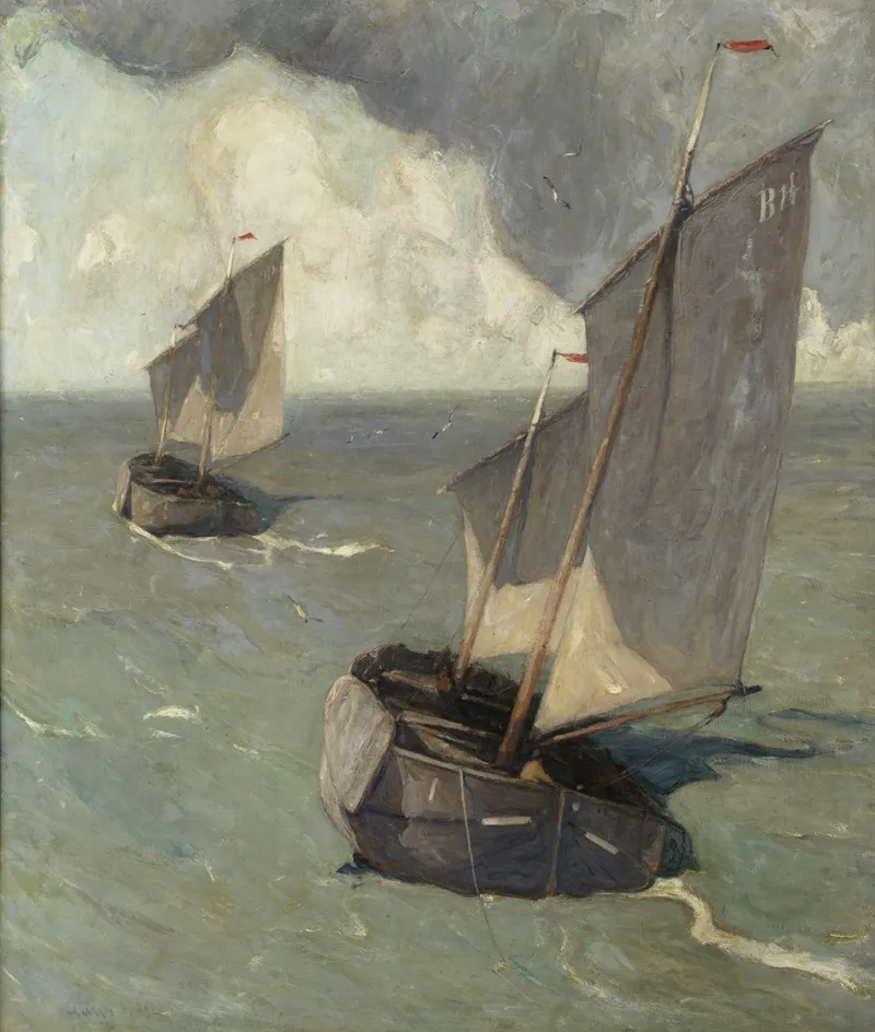 Vertrek Voor De Visvangst Blankenberge by Frans Hens - Canvas Print