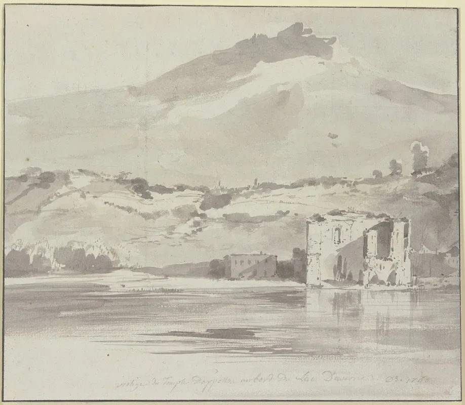 Vestiges Du Temple Dapollon Au Bord Du Lac Dauverne by Jean-Jacques de Boissieu - Canvas Print