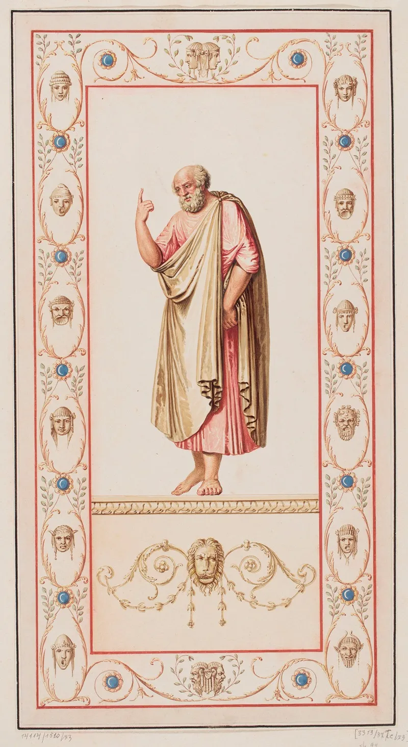 Vestigia Delle Terme Di Tito Philosopher Quadro From Wall Ornamentation In Room 15 by Marco Carlone - Canvas Print
