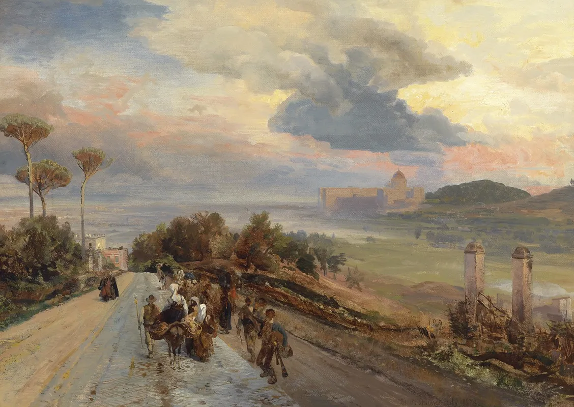 Via Cassia Bei Rom by Oswald Achenbach - Canvas Print