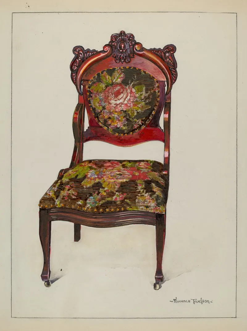 Victorian Upholstered Chair by Florence Truelson - Canvas Print