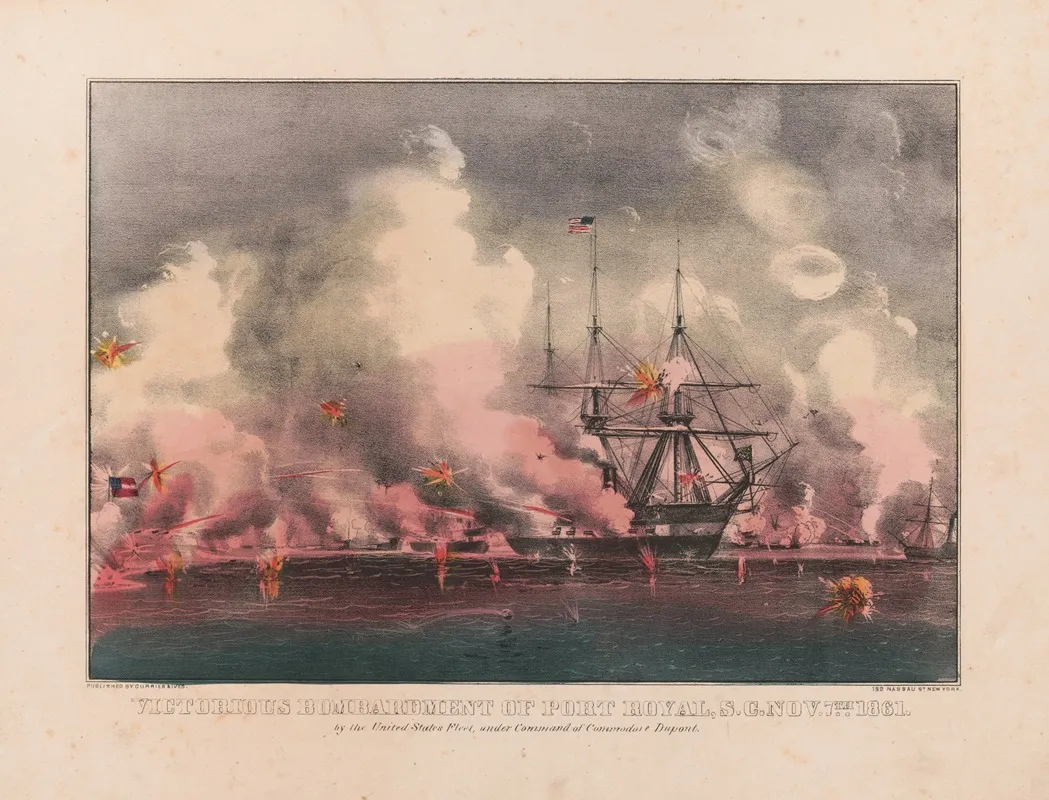 Victorious Bombardment Of Port Royal S C Nov 7th 1861 By The United States Fleet Under Command Of Commodore Dupont