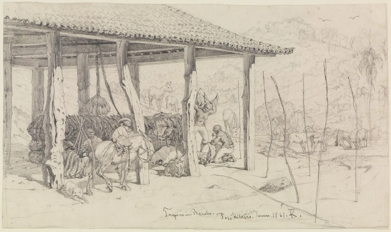 Viehhandler Auf Der Ranch by Ferdinand Keller - Canvas Print