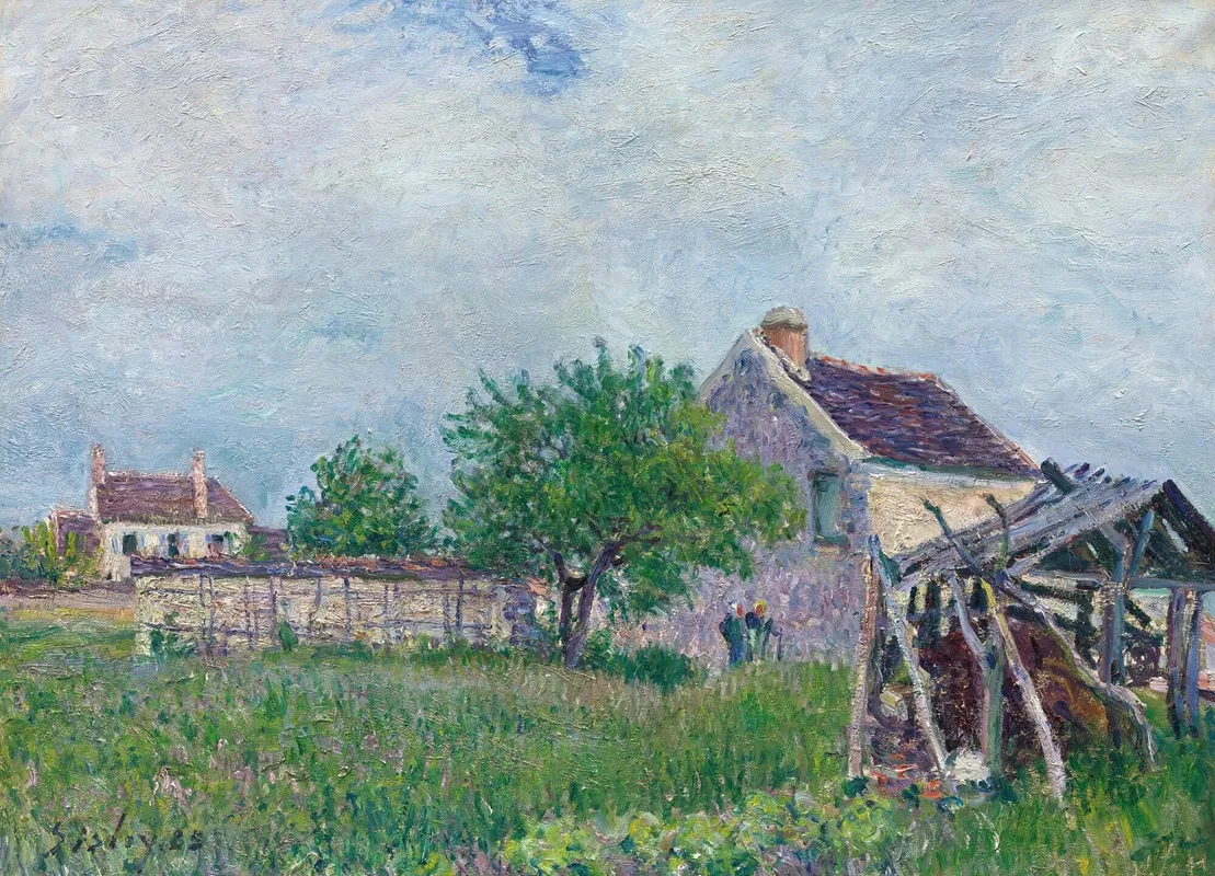 Vieille Chaumiere Aux Sablons by Alfred Sisley - Canvas Print