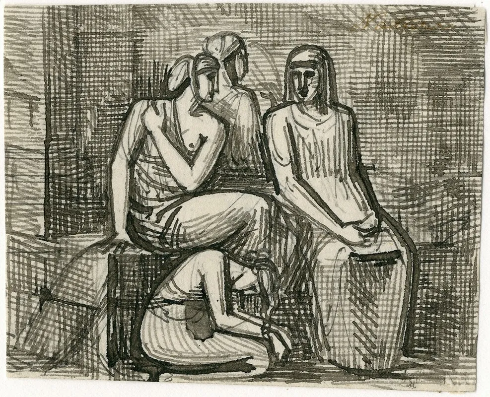 Vier Zittende Vrouwenfiguren by David Humbert de Superville - Canvas Print