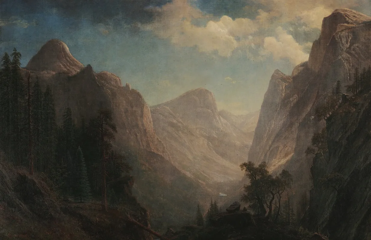 View In The Yosemite Valley by Albert Bierstadt - Canvas Print