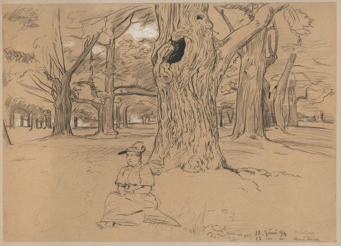 View Of A Park In Oberursel With A Woman In A Hat Sitting Under A Tree
