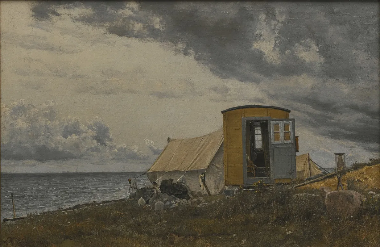 View Of A Shore With The Artists Wagon And Tent At Eno