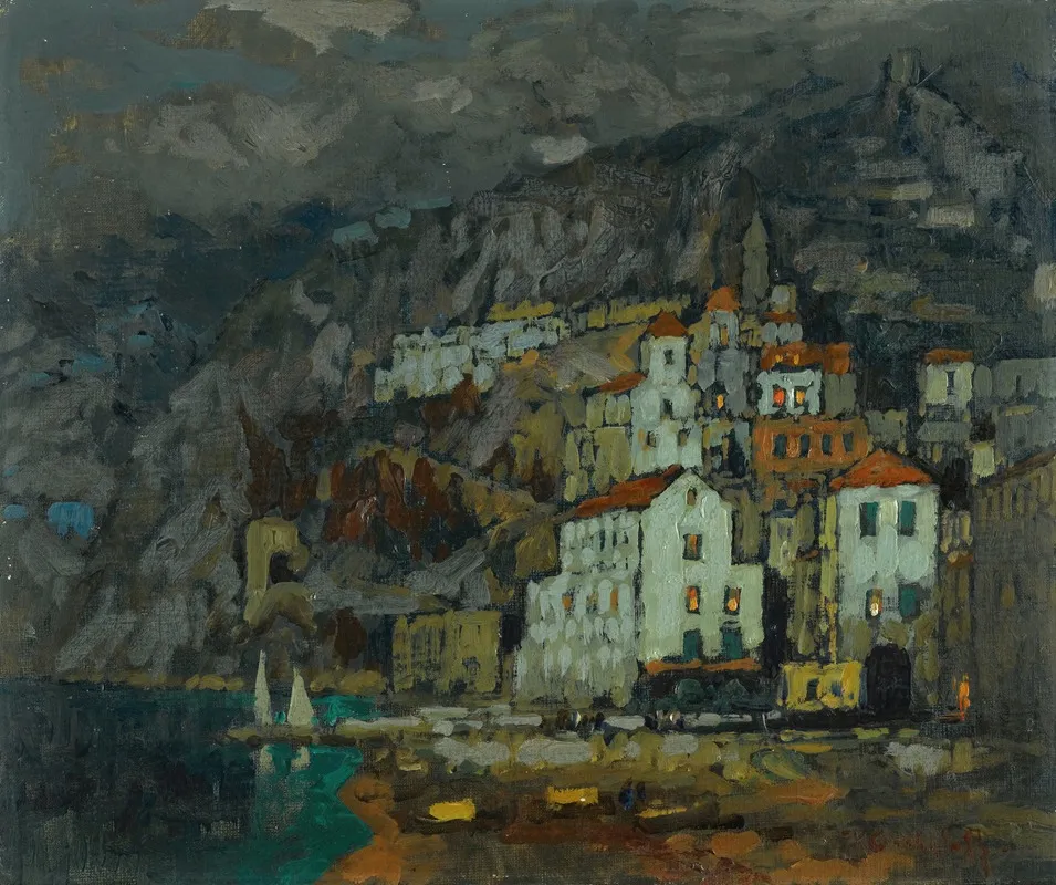 View Of Amalfi 2 by Konstantin Ivanovich Gorbatov - Canvas Print